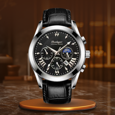 Elegant luxury watch with leather strap