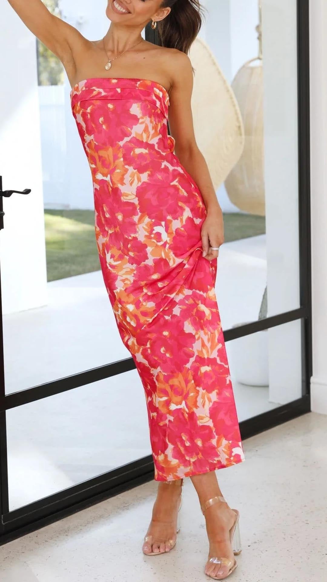 Marissa - Graceful Strapless Midi Dress Elegant Simplicity with Timeless Charm