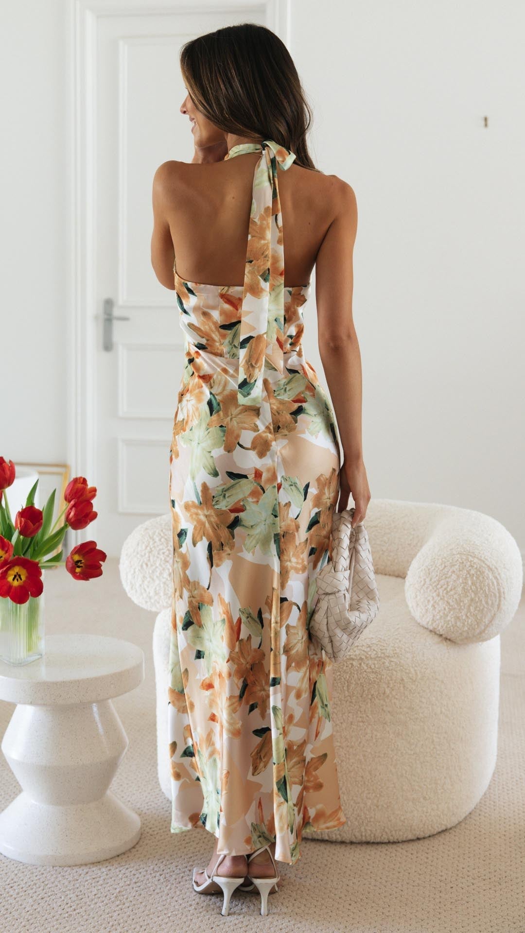 Shane – Whimsical Floral Halter Maxi Dress