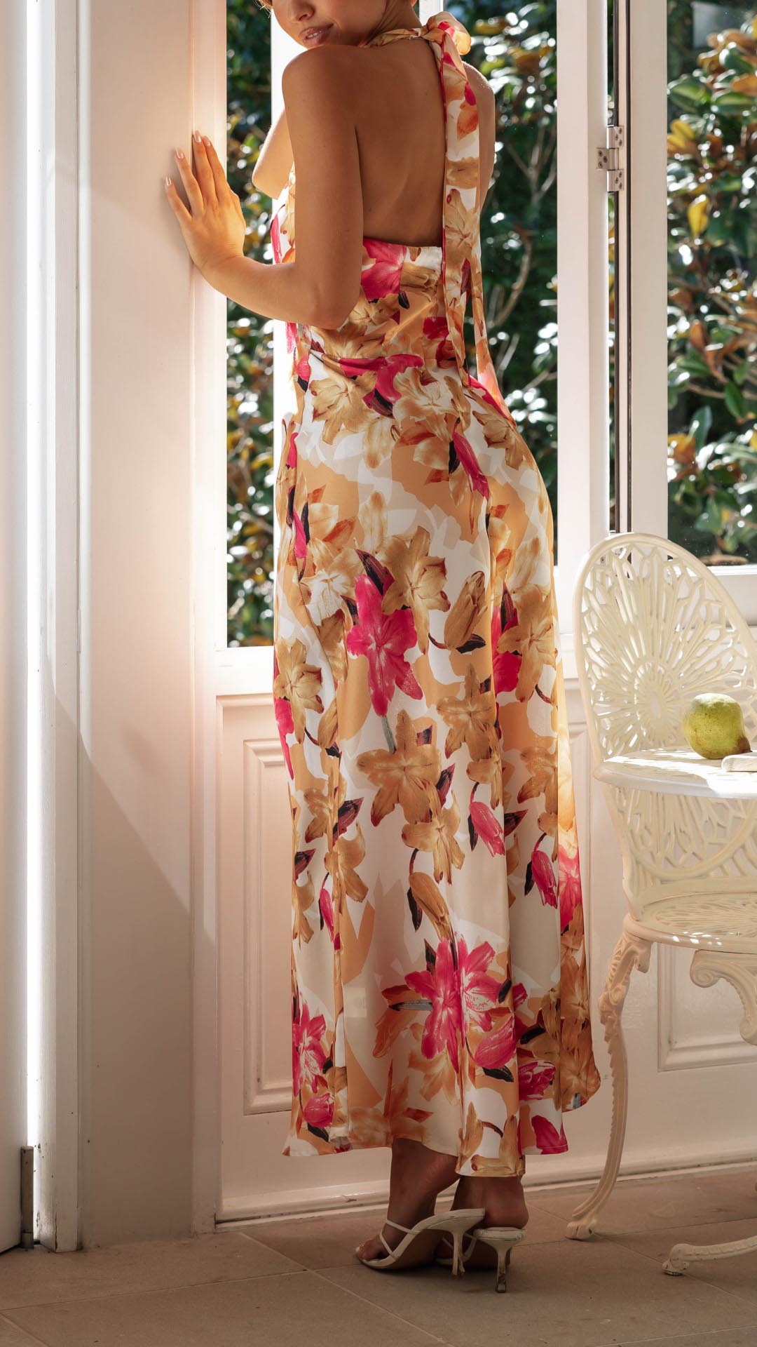Shane – Whimsical Floral Halter Maxi Dress