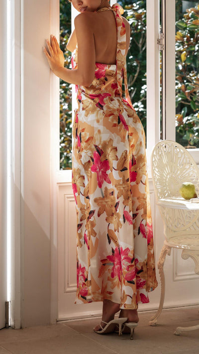 Shane – Whimsical Floral Halter Maxi Dress