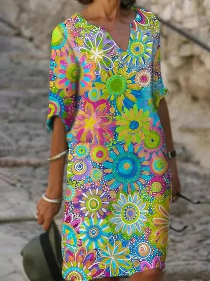 Daisy Floral Dress in Vibrant Colors