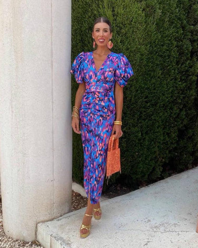 Vivien - Bold Print Midi Dress