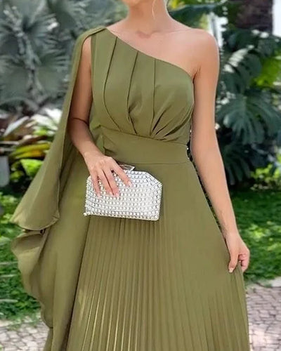 Maica - One-shoulder Pleated Gown