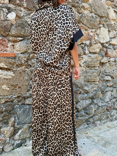 Chiara ™ - Leopard Print Set with Wide Leg Pants