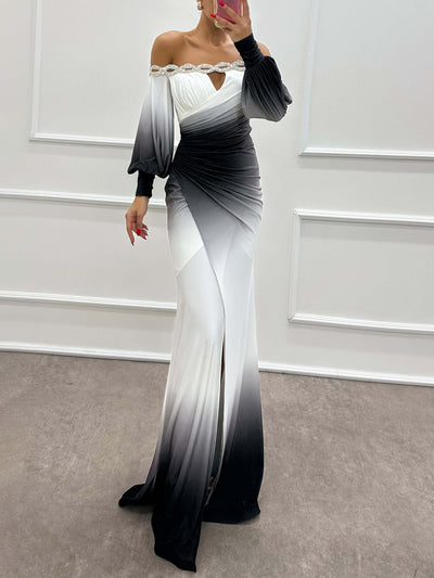 Aliya - Gradient Off-Shoulder Evening Dress