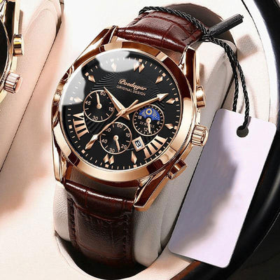 Elegant luxury watch with leather strap