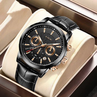 Fashionable leather military watch