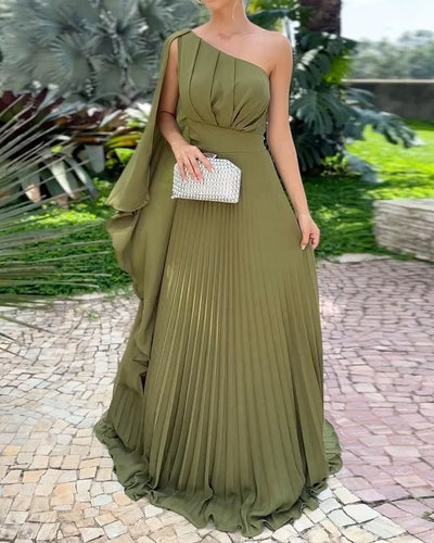 Maica - One-shoulder Pleated Gown