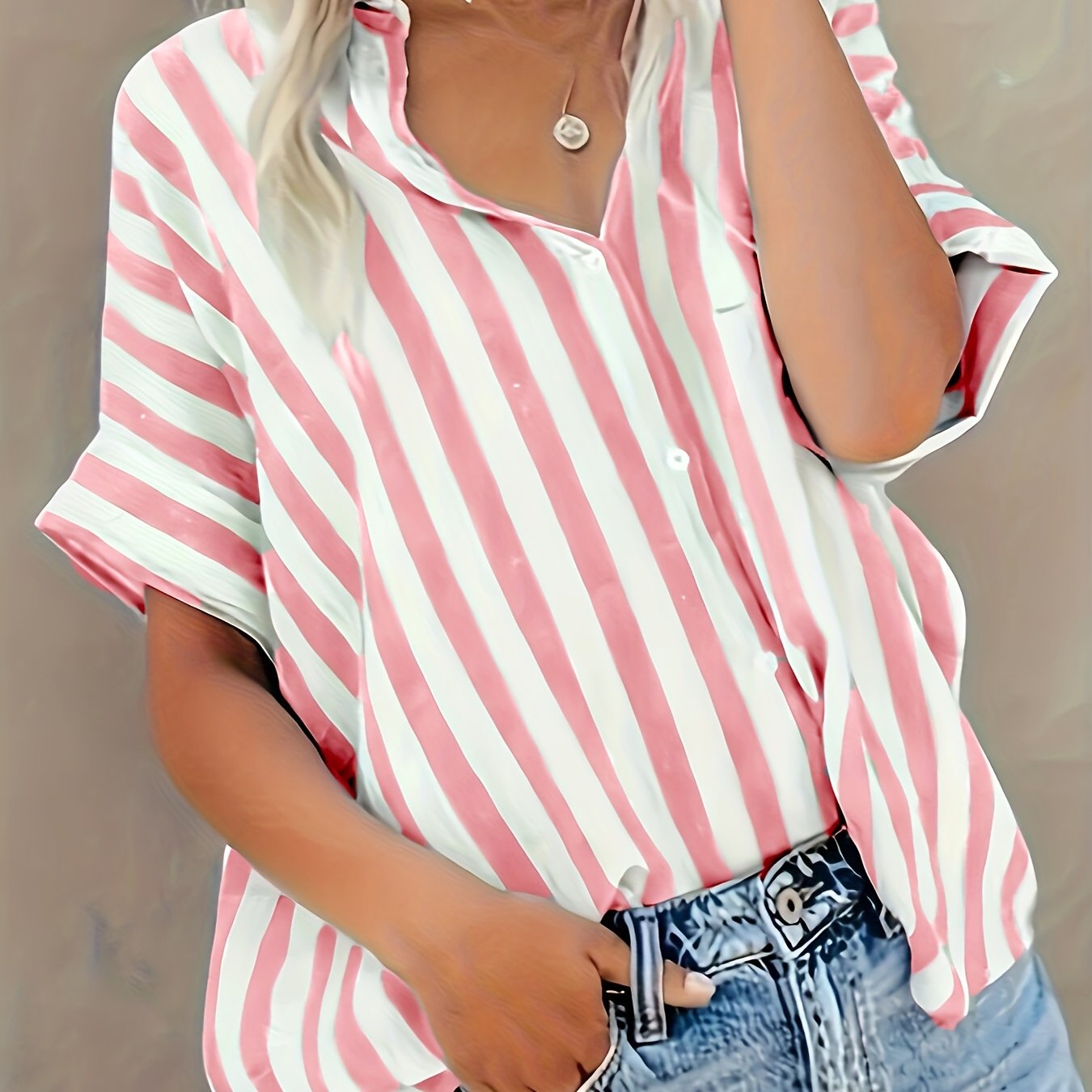 Sienna™  | Elegant Striped Button-Front Blouse