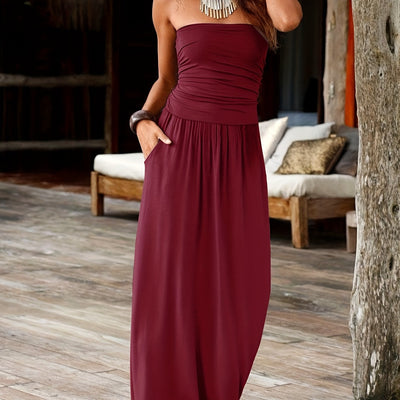 Rose Bandeau Maxi Dress – Bold Florals, Effortless Elegance