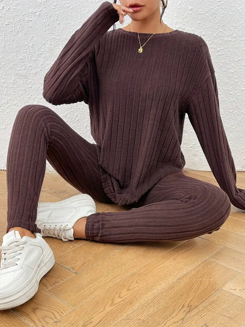 COSY 2-PIECE RIBBED LADIES SET