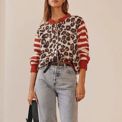 Lina LEOPARD KNIT CARDIGAN