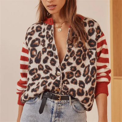 Lina LEOPARD KNIT CARDIGAN