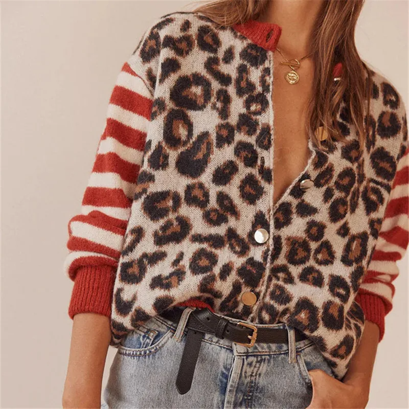 Lina LEOPARD KNIT CARDIGAN