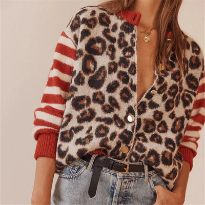 Lina LEOPARD KNIT CARDIGAN