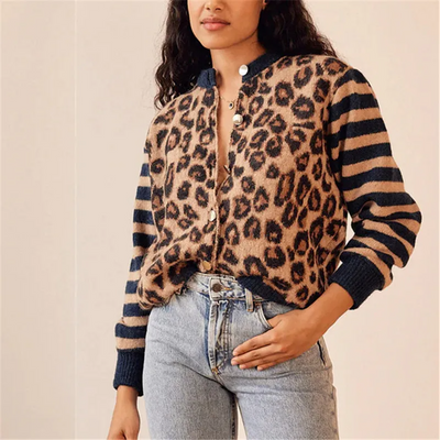 Lina LEOPARD KNIT CARDIGAN