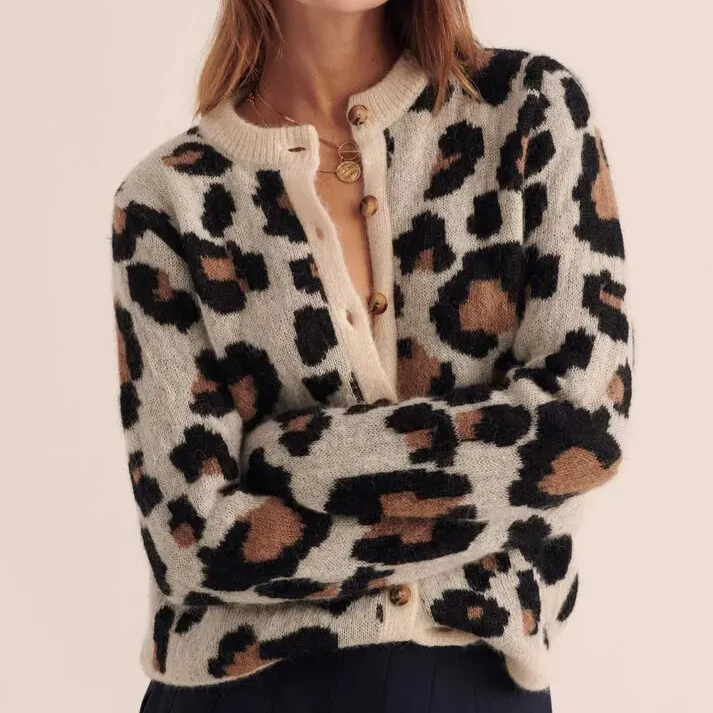 Lina LEOPARD KNIT CARDIGAN
