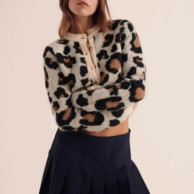 Lina LEOPARD KNIT CARDIGAN