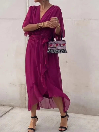 Emily| Whisper-Soft V-Neck Silk Dress