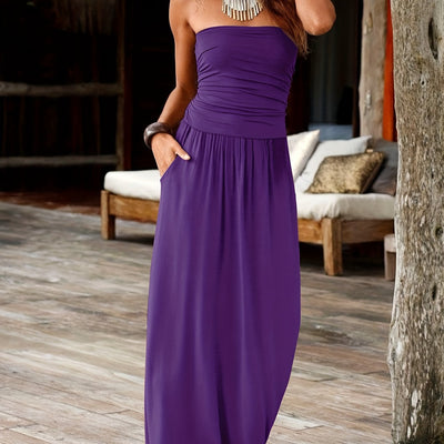 Rose Bandeau Maxi Dress – Bold Florals, Effortless Elegance