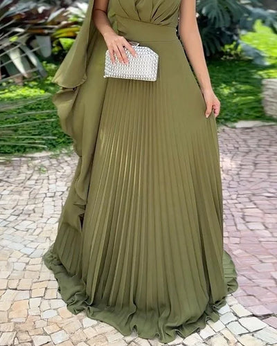 Maica - One-shoulder Pleated Gown