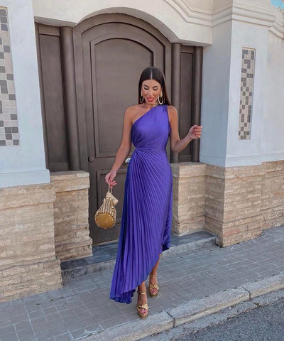 Julie- Elegant One Shoulder Midi Dress