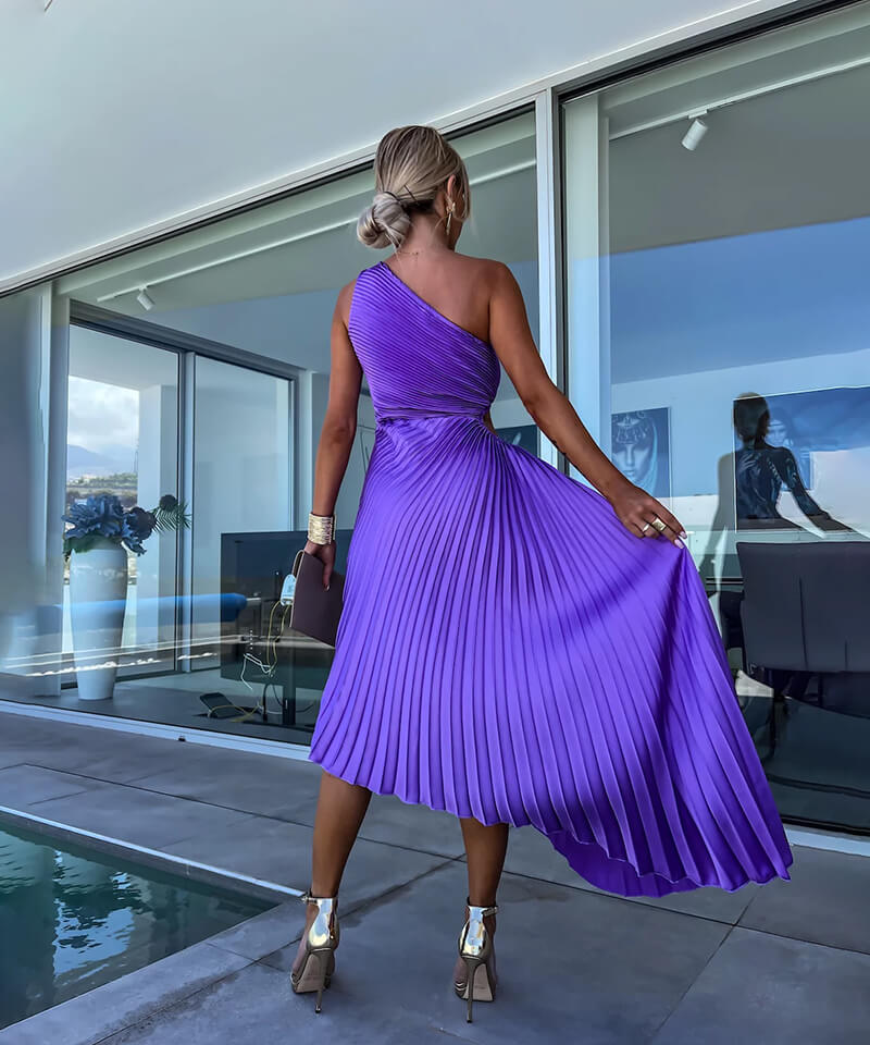 Julie- Elegant One Shoulder Midi Dress