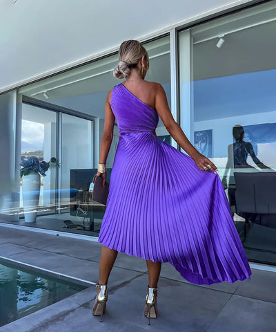 Julie- Elegant One Shoulder Midi Dress
