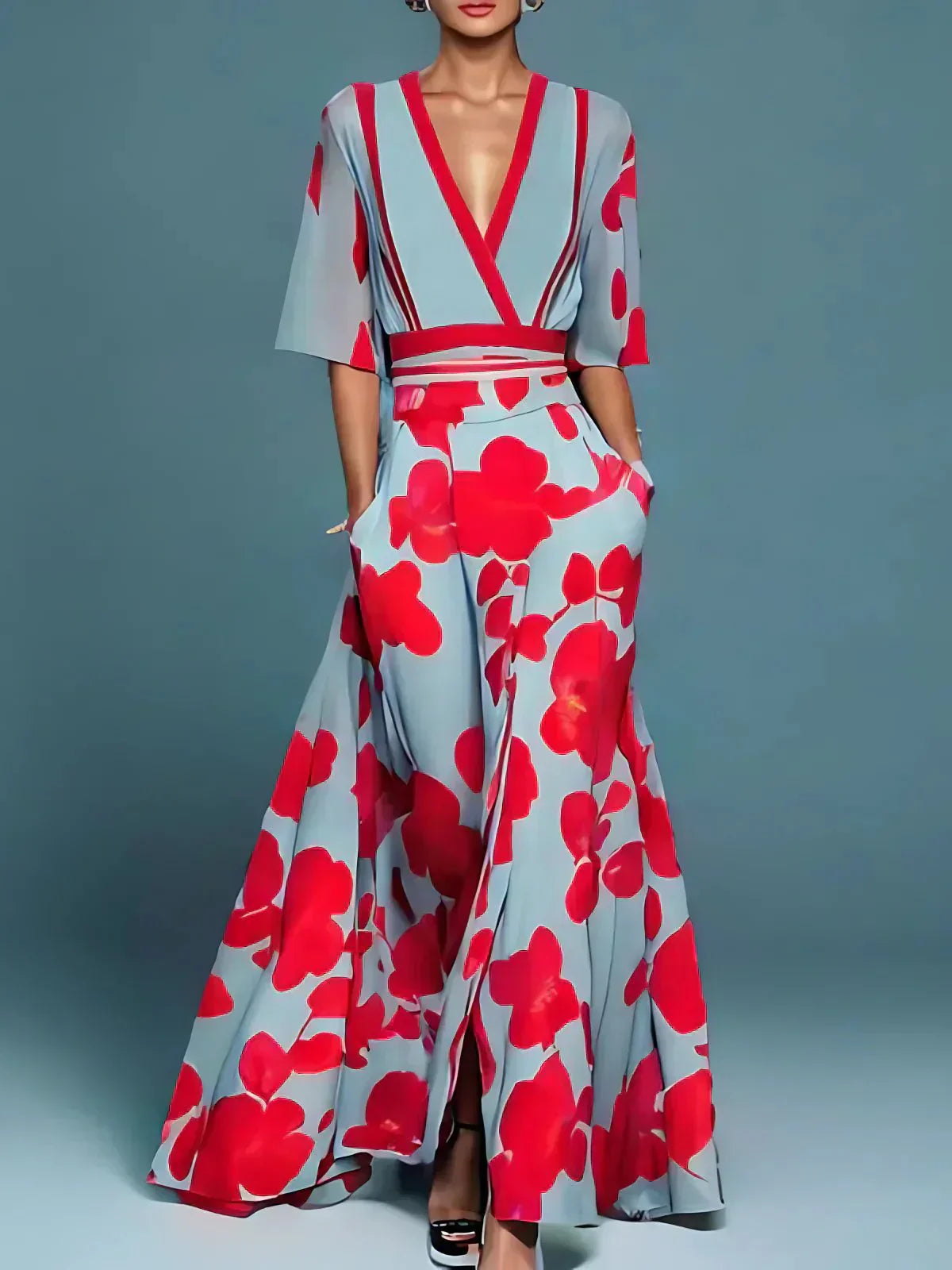 Jade Elegant Floral Maxi Dress