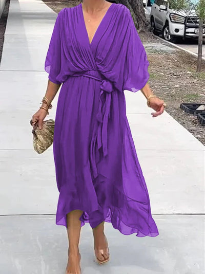 Lumi-  V Neck Midi Dress