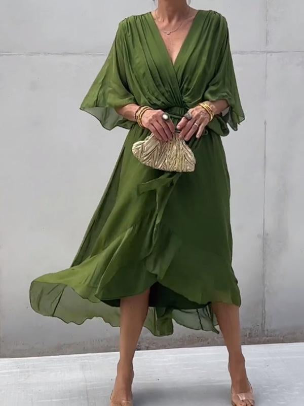 Lumi-  V Neck Midi Dress