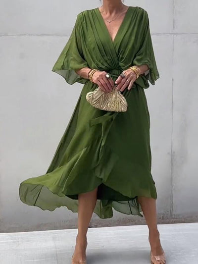 Lumi-  V Neck Midi Dress