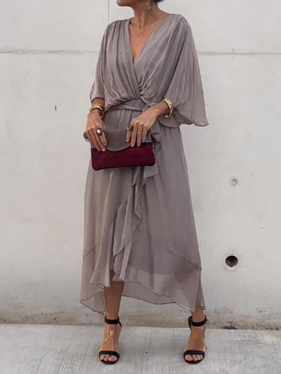 Lumi-  V Neck Midi Dress