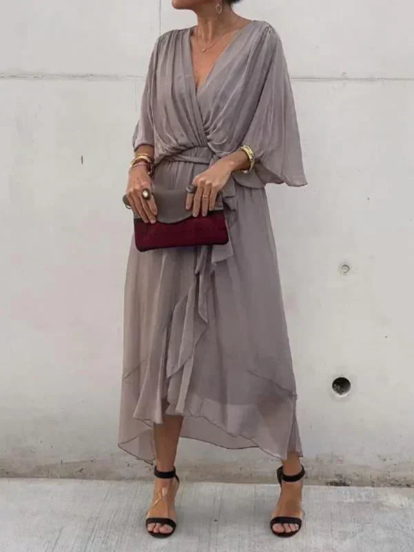 Emily| Whisper-Soft V-Neck Silk Dress