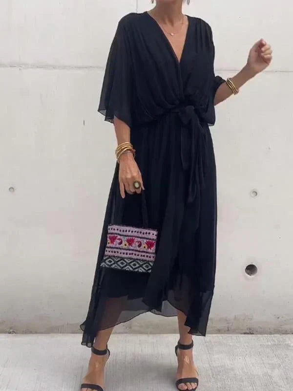 Emily| Whisper-Soft V-Neck Silk Dress