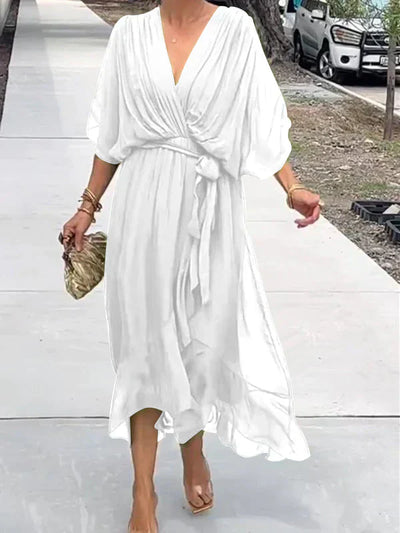 Emily| Whisper-Soft V-Neck Silk Dress