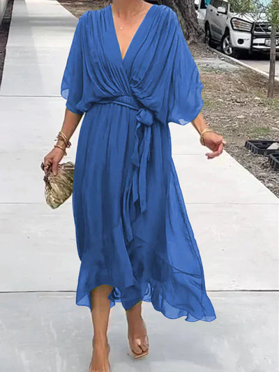 Emily| Whisper-Soft V-Neck Silk Dress
