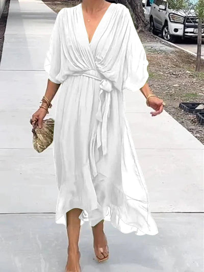 Lumi-  V Neck Midi Dress
