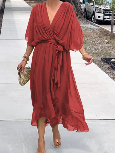 Lumi-  V Neck Midi Dress