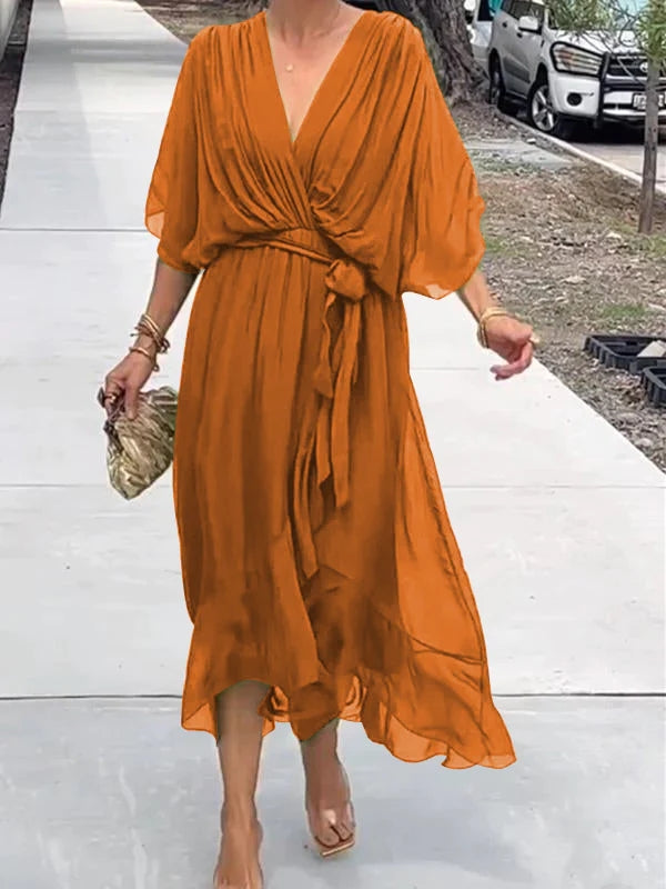 Lumi-  V Neck Midi Dress