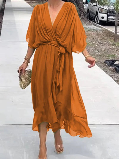 Lumi-  V Neck Midi Dress