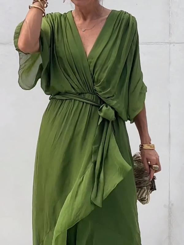 Lumi-  V Neck Midi Dress