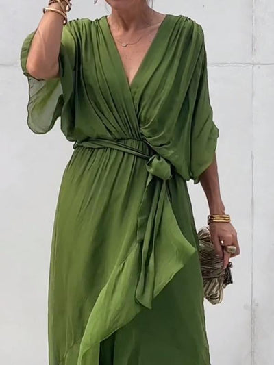 Lumi-  V Neck Midi Dress