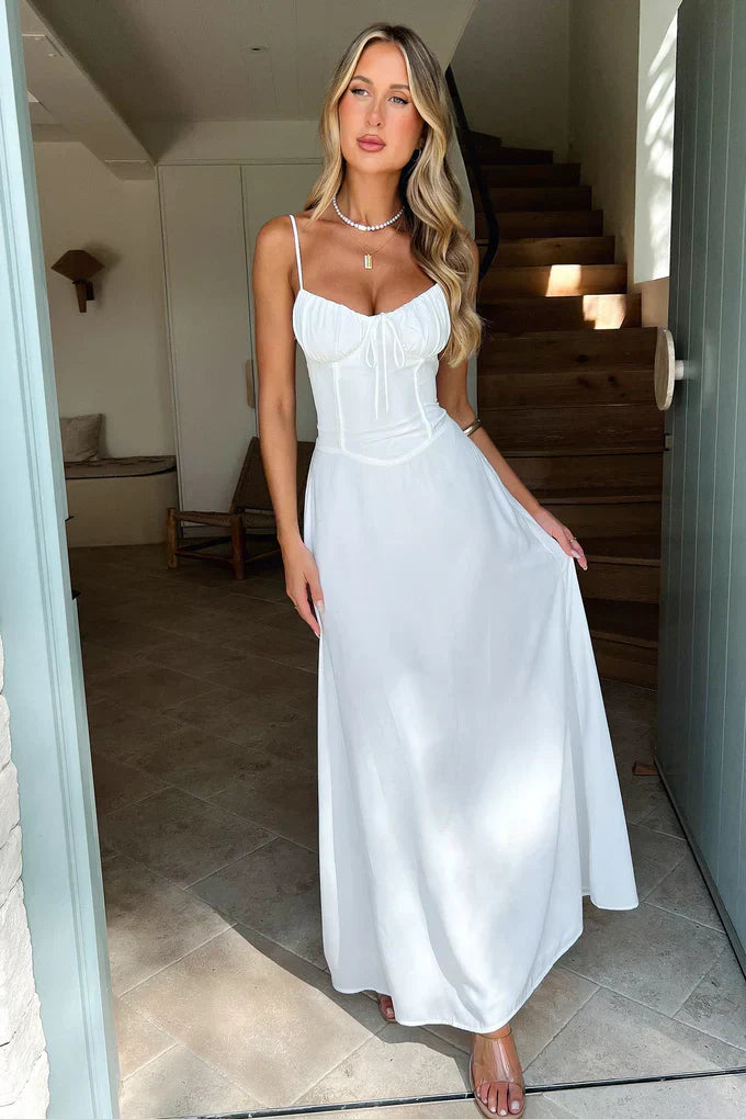 Lucia - Delicate Lace-Up Maxi Dress