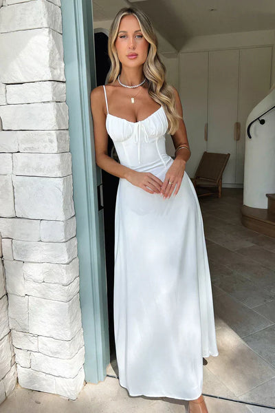 Lucia - Delicate Lace-Up Maxi Dress
