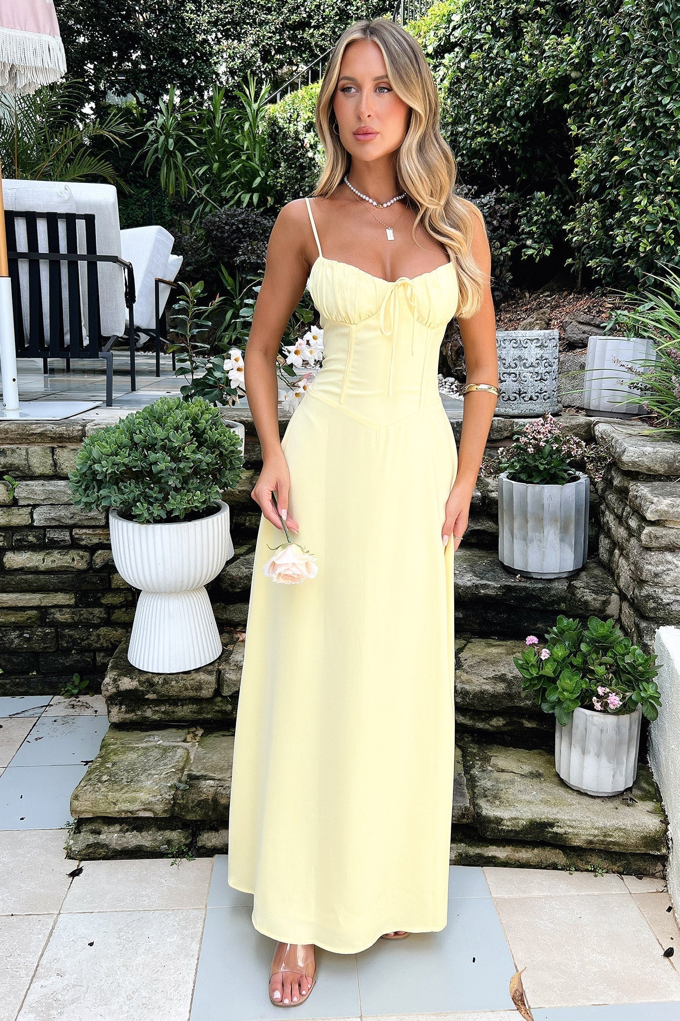 Lucia - Delicate Lace-Up Maxi Dress