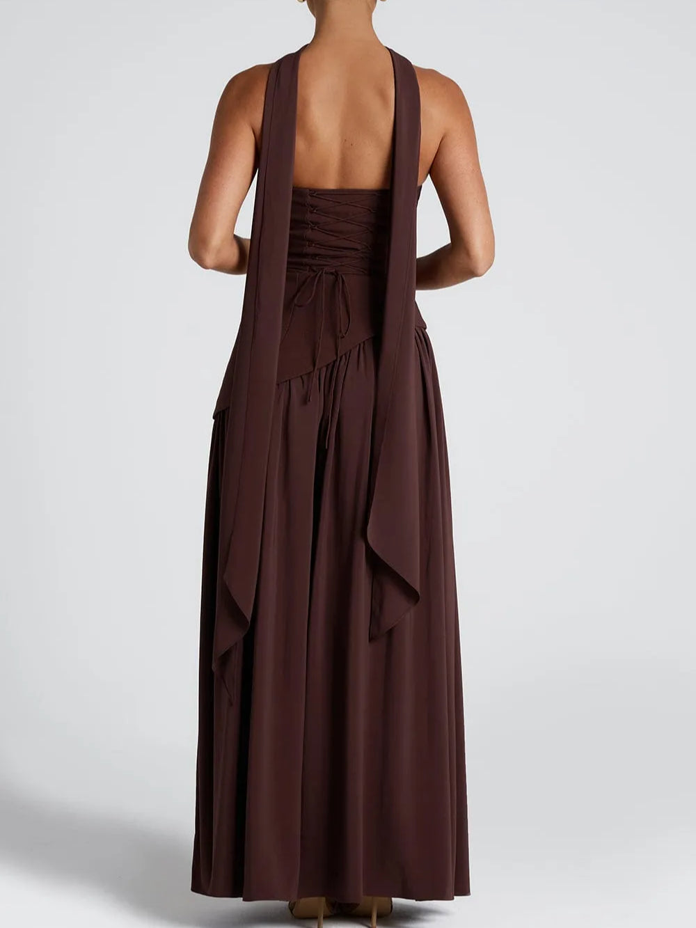 Ella/Strapless Slit Ribbon Maxi Dress
