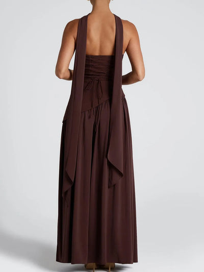 Ella/Strapless Slit Ribbon Maxi Dress