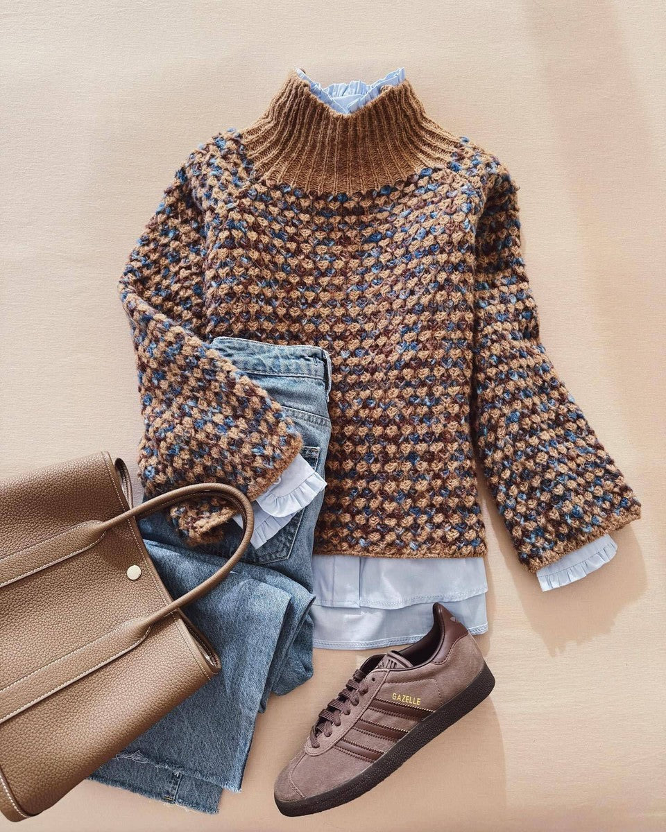 Sophie – Special Mock Neck Tan Sweater